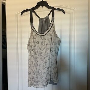 Grey floral racer back